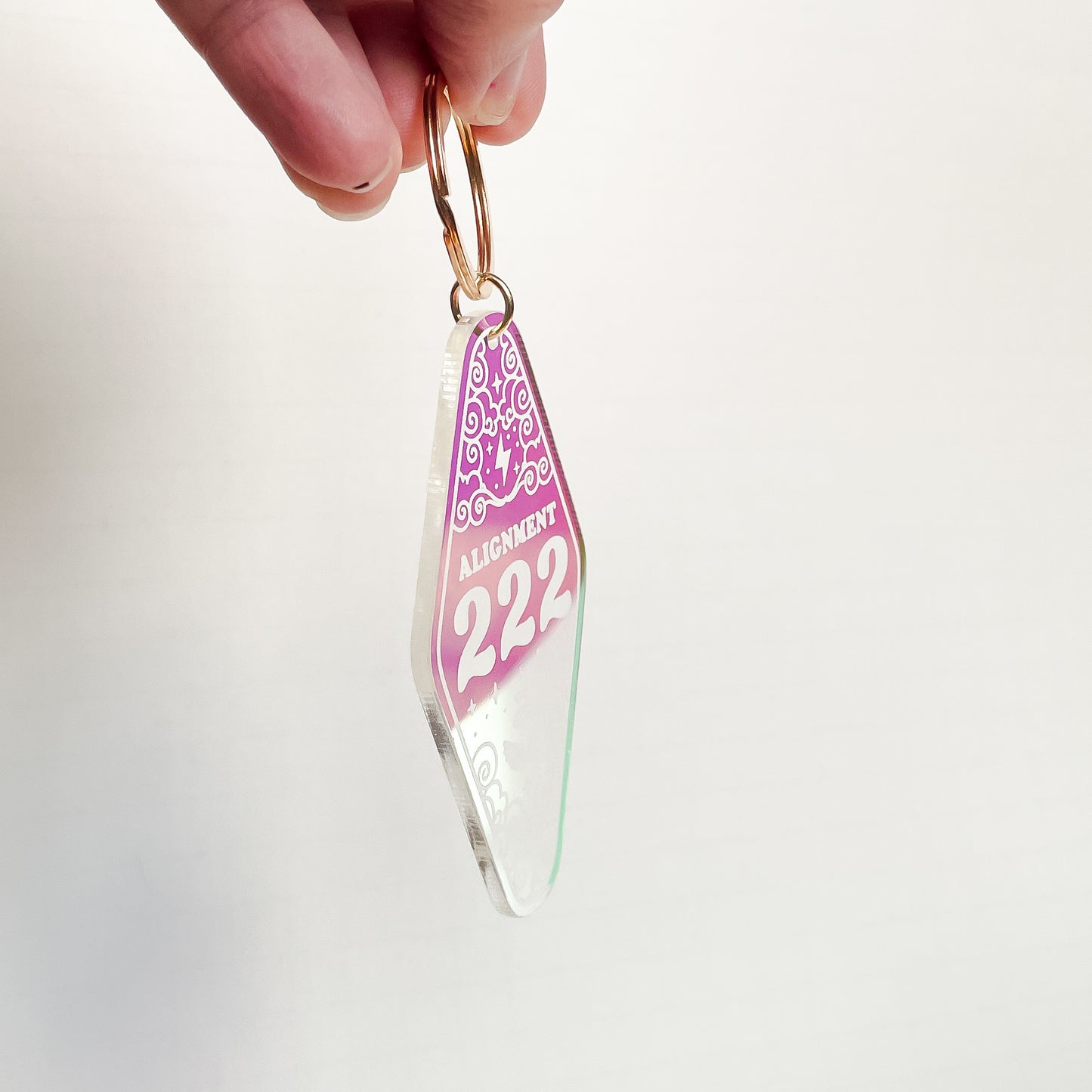 222 Angel Number Iridescent Motel Keychain
