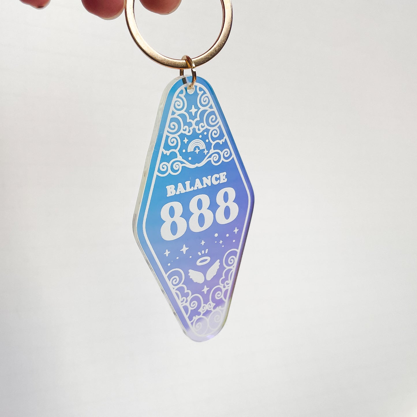 888 Angel Number Iridescent Motel Keychain