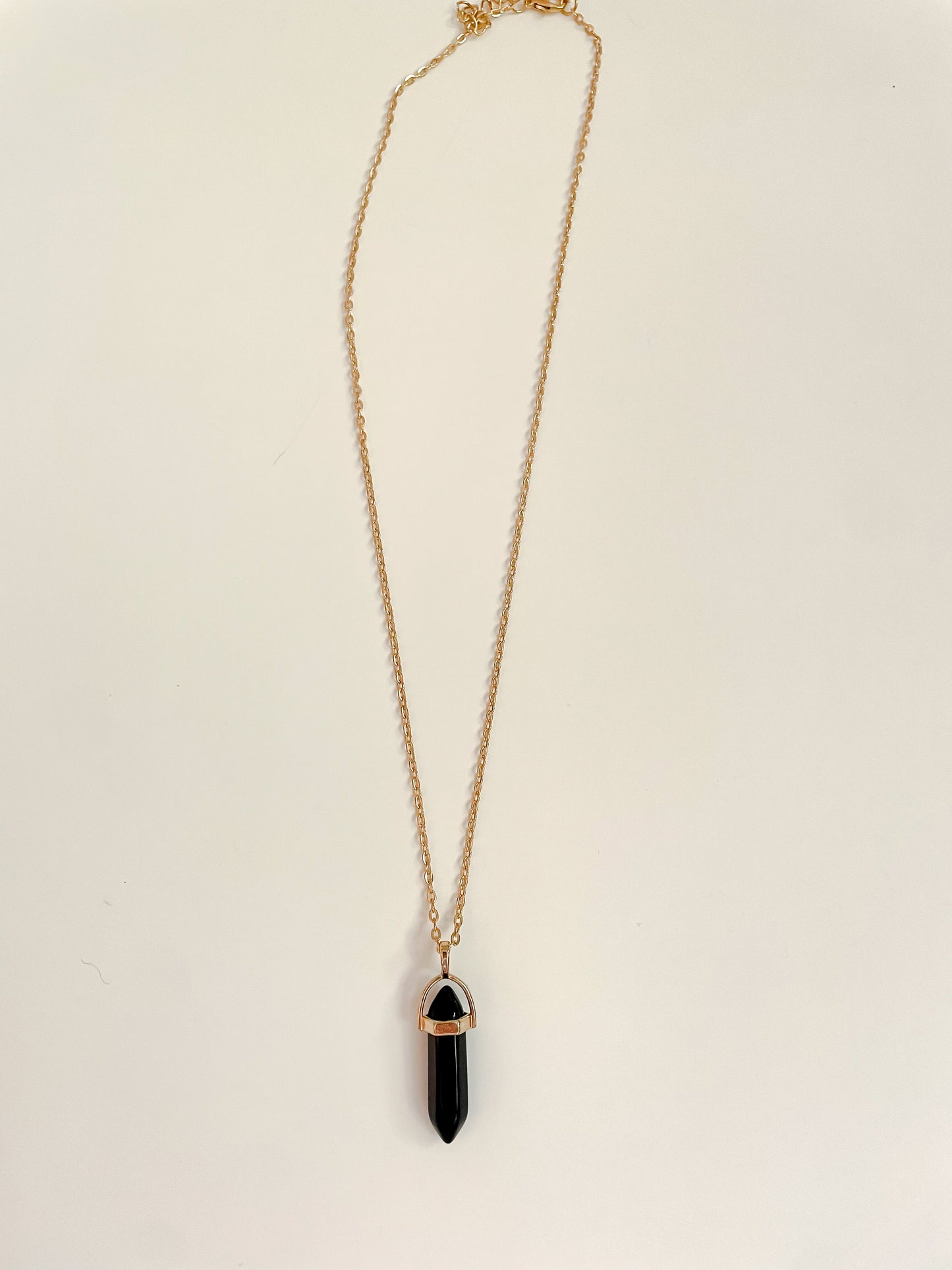 Obsidian Crystal Point Pendant Necklace
