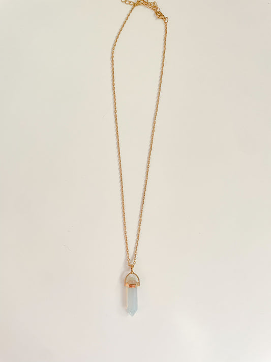 Opal Crystal Point Pendant Necklace
