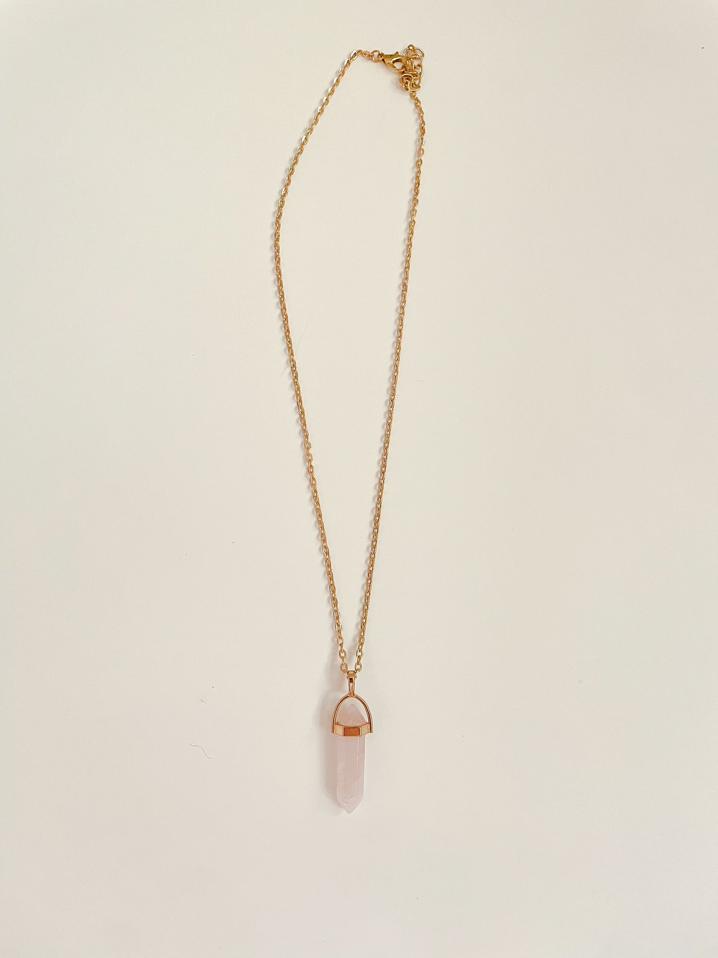 Rose Quartz Crystal Point Pendant Necklace