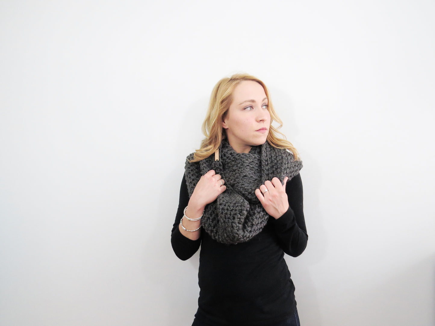 The Essex Infinity Scarf in Charcoal Gray