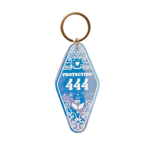 444 Angel Number Iridescent Motel Keychain