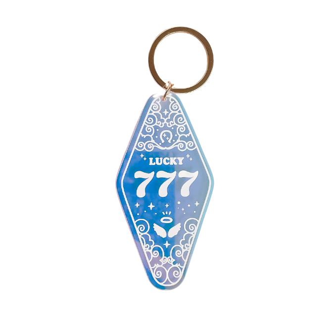 777 Angel Number Iridescent Motel Keychain
