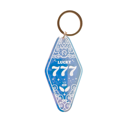 777 Angel Number Iridescent Motel Keychain
