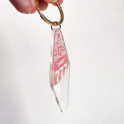 777 Angel Number Iridescent Motel Keychain