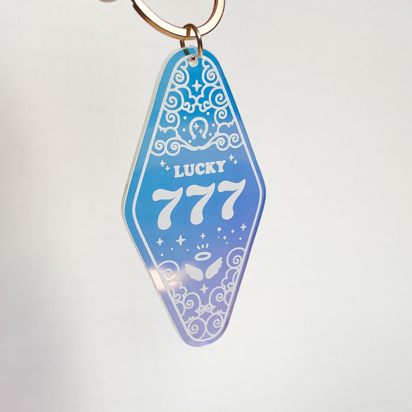 777 Angel Number Iridescent Motel Keychain