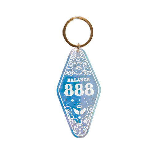 888 Angel Number Iridescent Motel Keychain