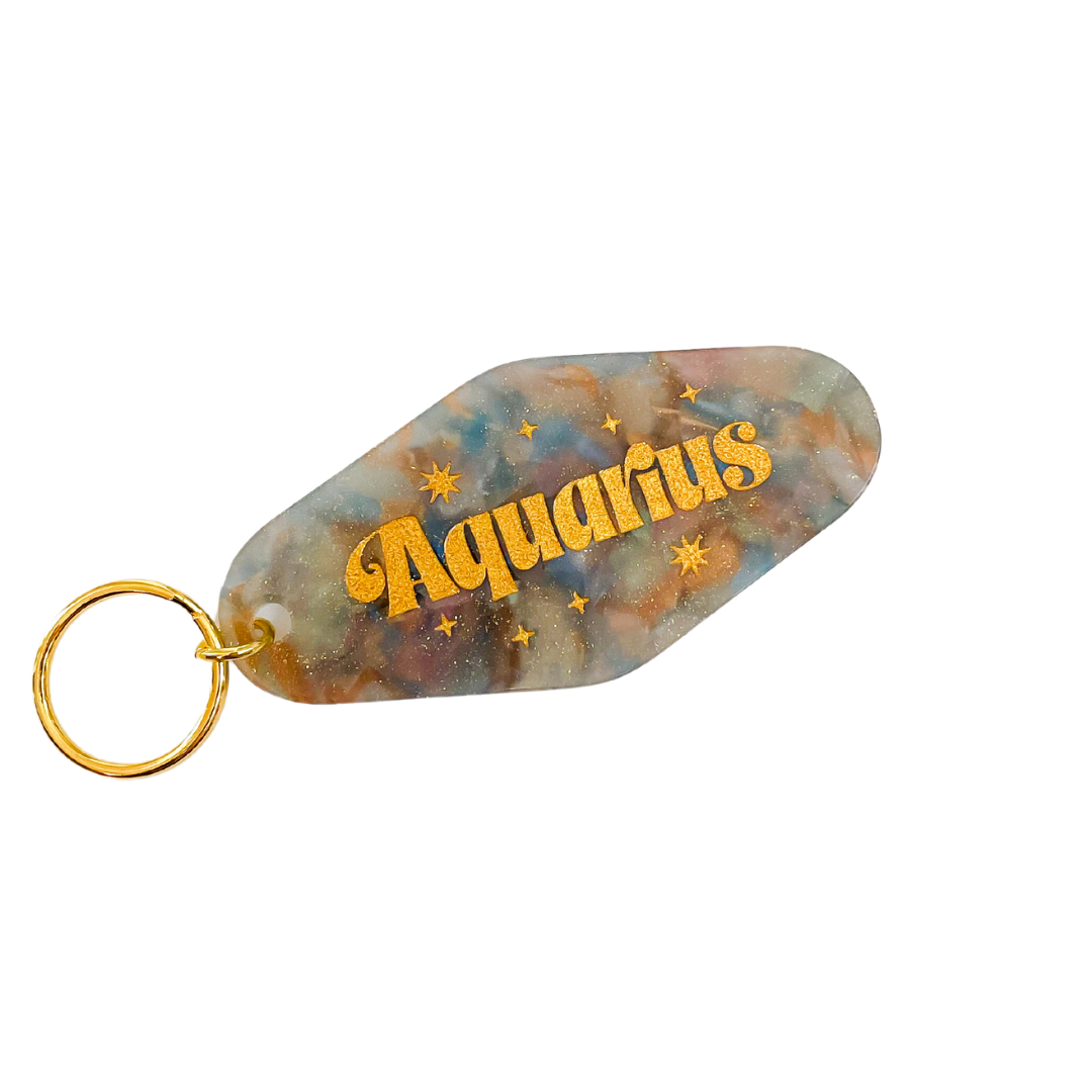 Aquarius Zodiac Motel Keychain