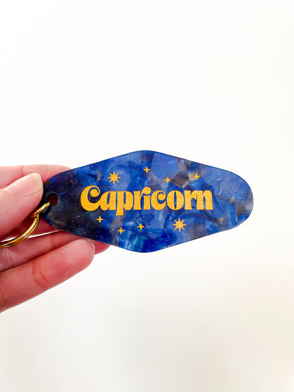 Capricorn Zodiac Motel Keychain