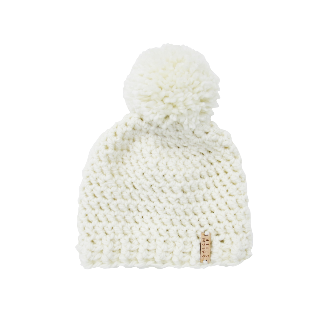 The Winter Island Pom Pom Hat in Cream