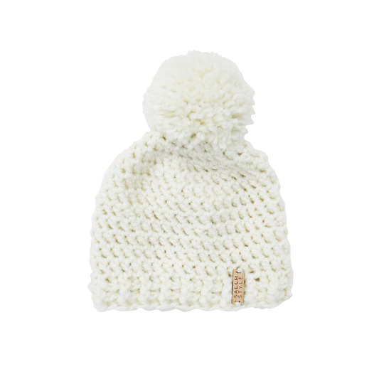 The Winter Island Pom Pom Hat in Cream
