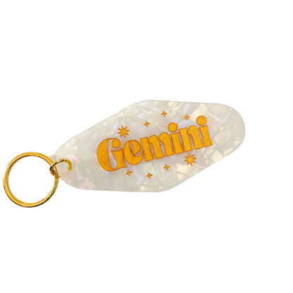 Gemini Zodiac Motel Keychain
