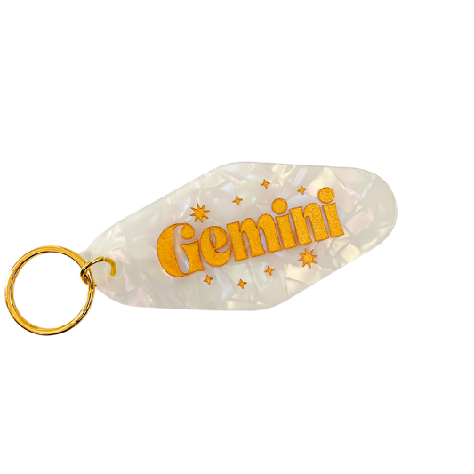 Gemini Zodiac Motel Keychain