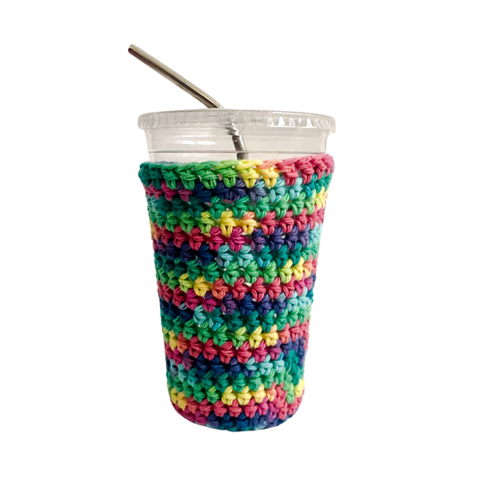 Rainbow Aura Iced Coffee Cup Cozy