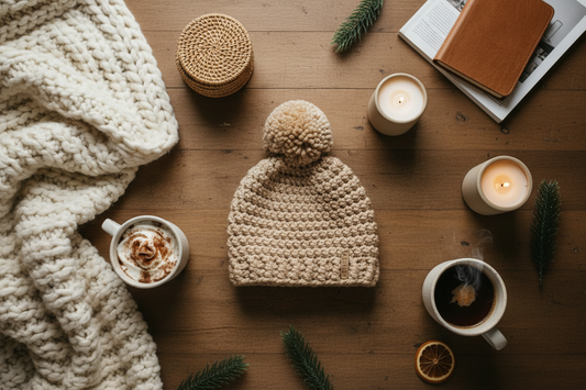 The Winter Island Pom Pom Hat in Latte