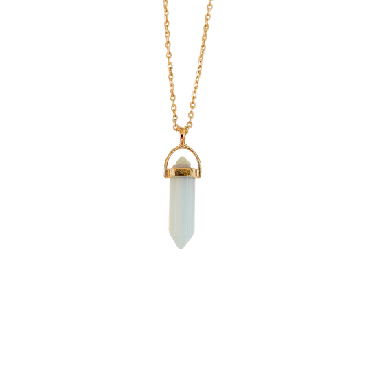 Opal Crystal Point Pendant Necklace