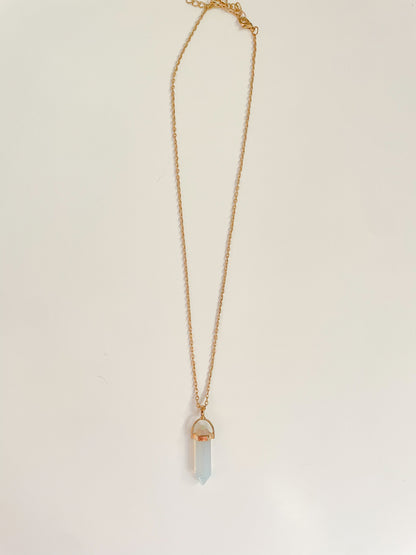 Opal Crystal Point Pendant Necklace