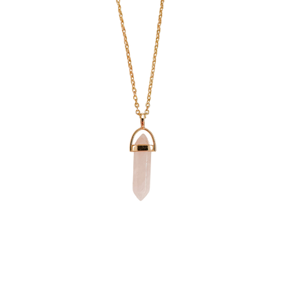 Rose Quartz Crystal Point Pendant Necklace