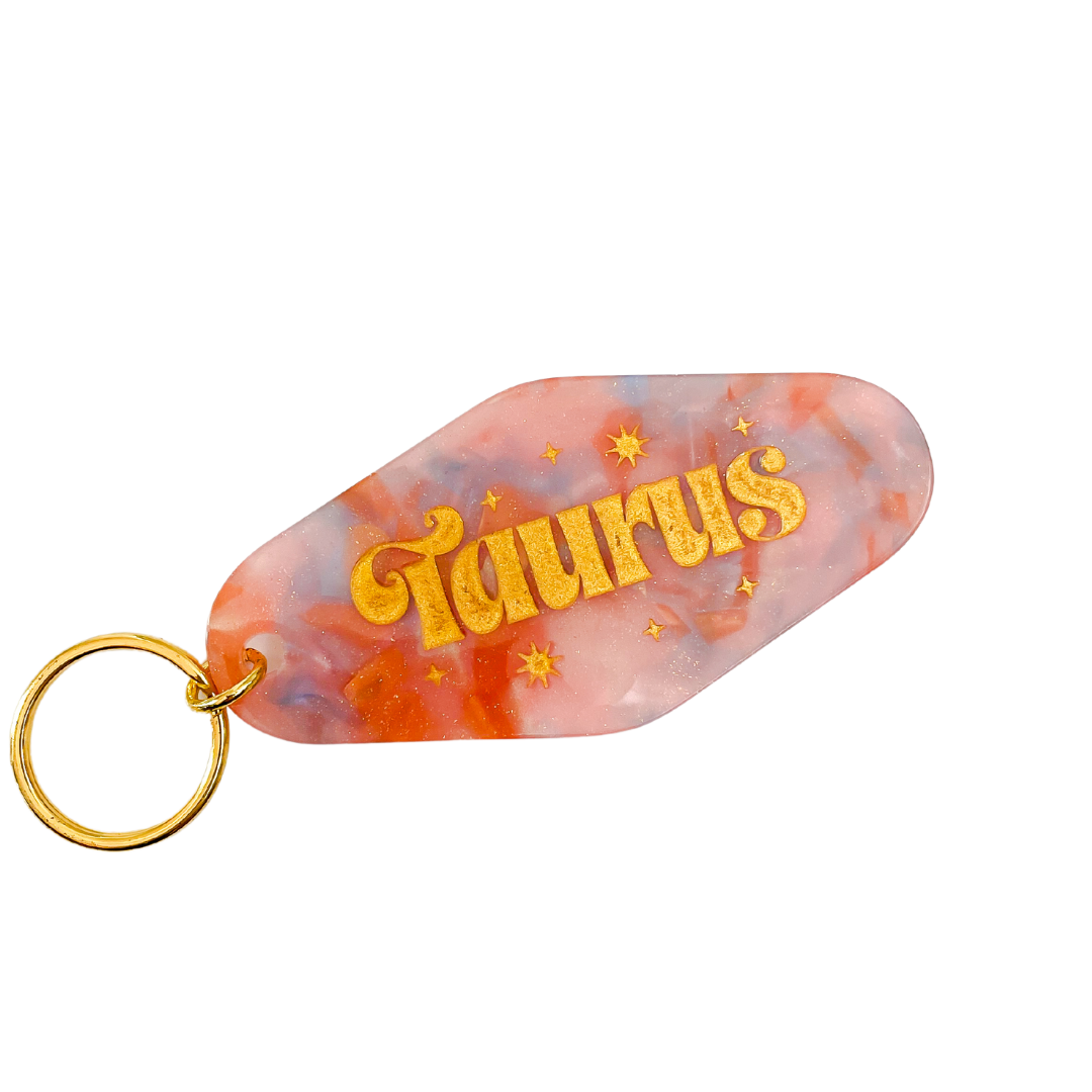 Taurus Zodiac Motel Keychain