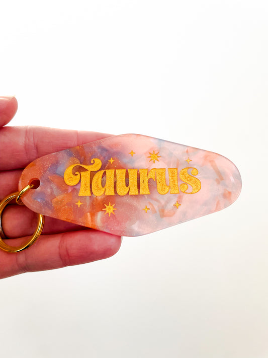 Taurus Zodiac Motel Keychain