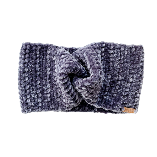 The Hawthorne Velvet Twist Ear Warmer in Gray