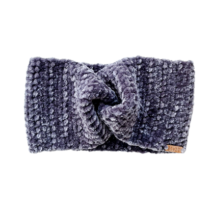 The Hawthorne Velvet Twist Ear Warmer in Gray