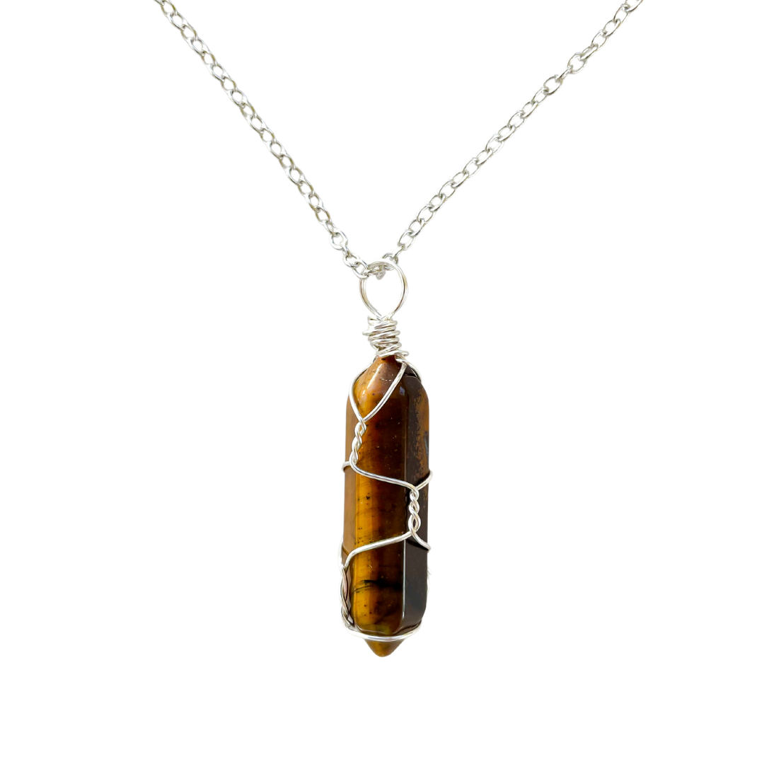 Tigers Eye Crystal Wire Wrapped Necklace