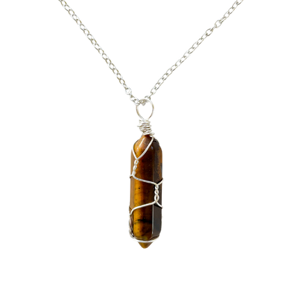 Tigers Eye Crystal Wire Wrapped Necklace