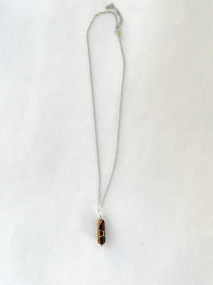 Tigers Eye Crystal Wire Wrapped Necklace