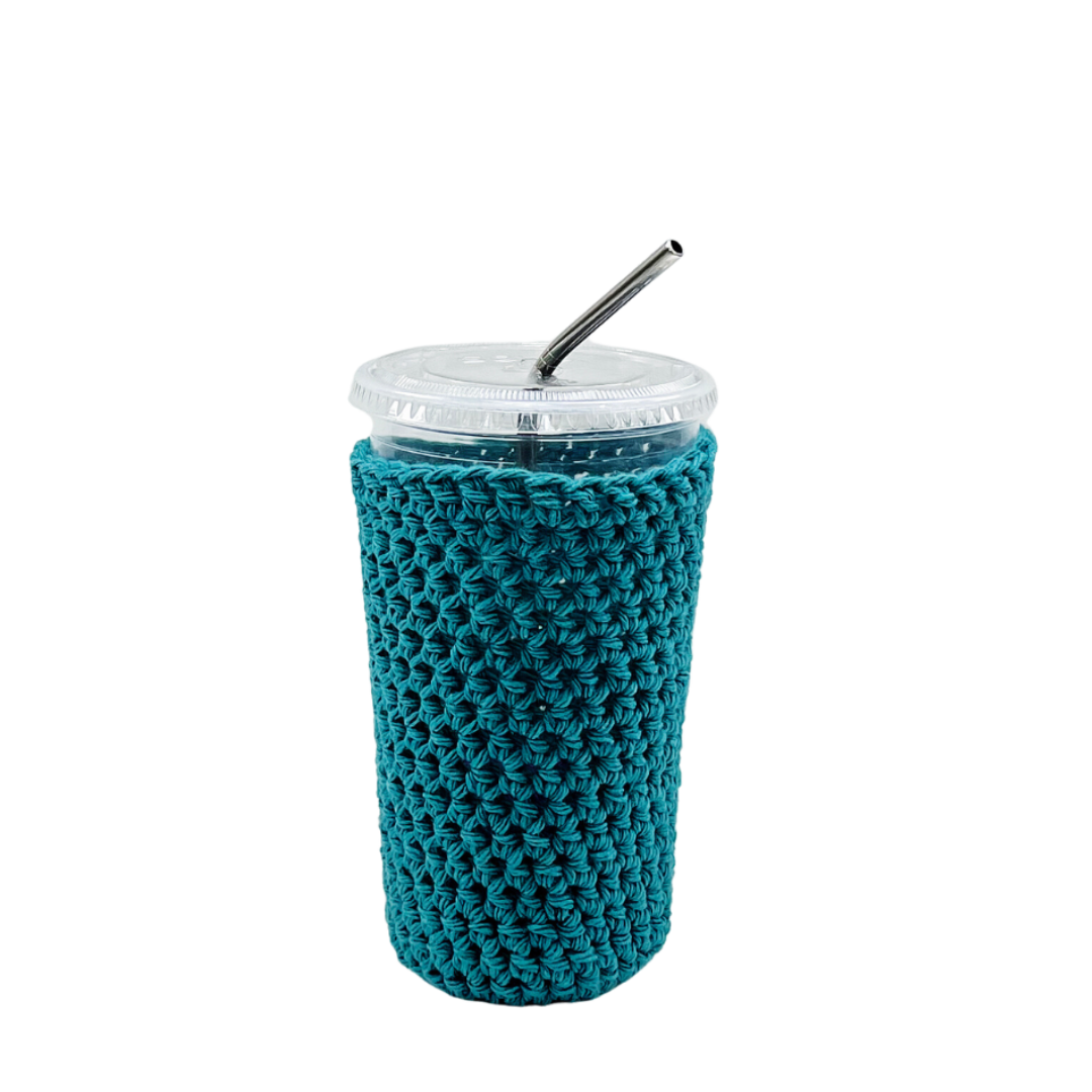 Teal Iced Coffee Cup Cozy