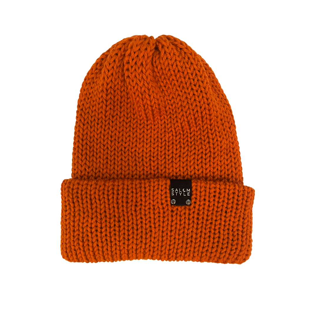 The Wharfside Knit Beanie Hat in Pumpkin Orange