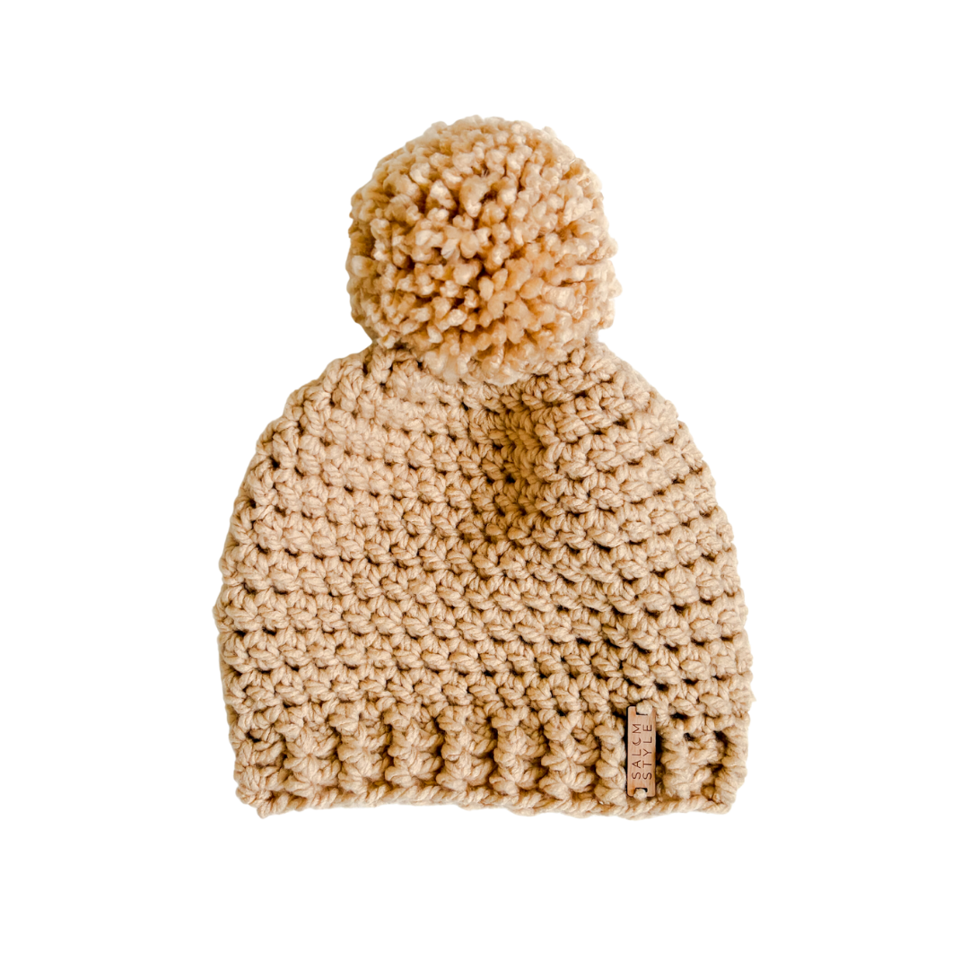 The Winter Island Pom Pom Hat in Latte