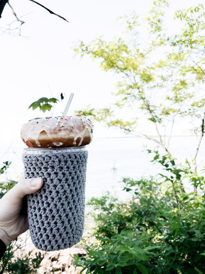 Gray Iced Coffee Cup Cozy