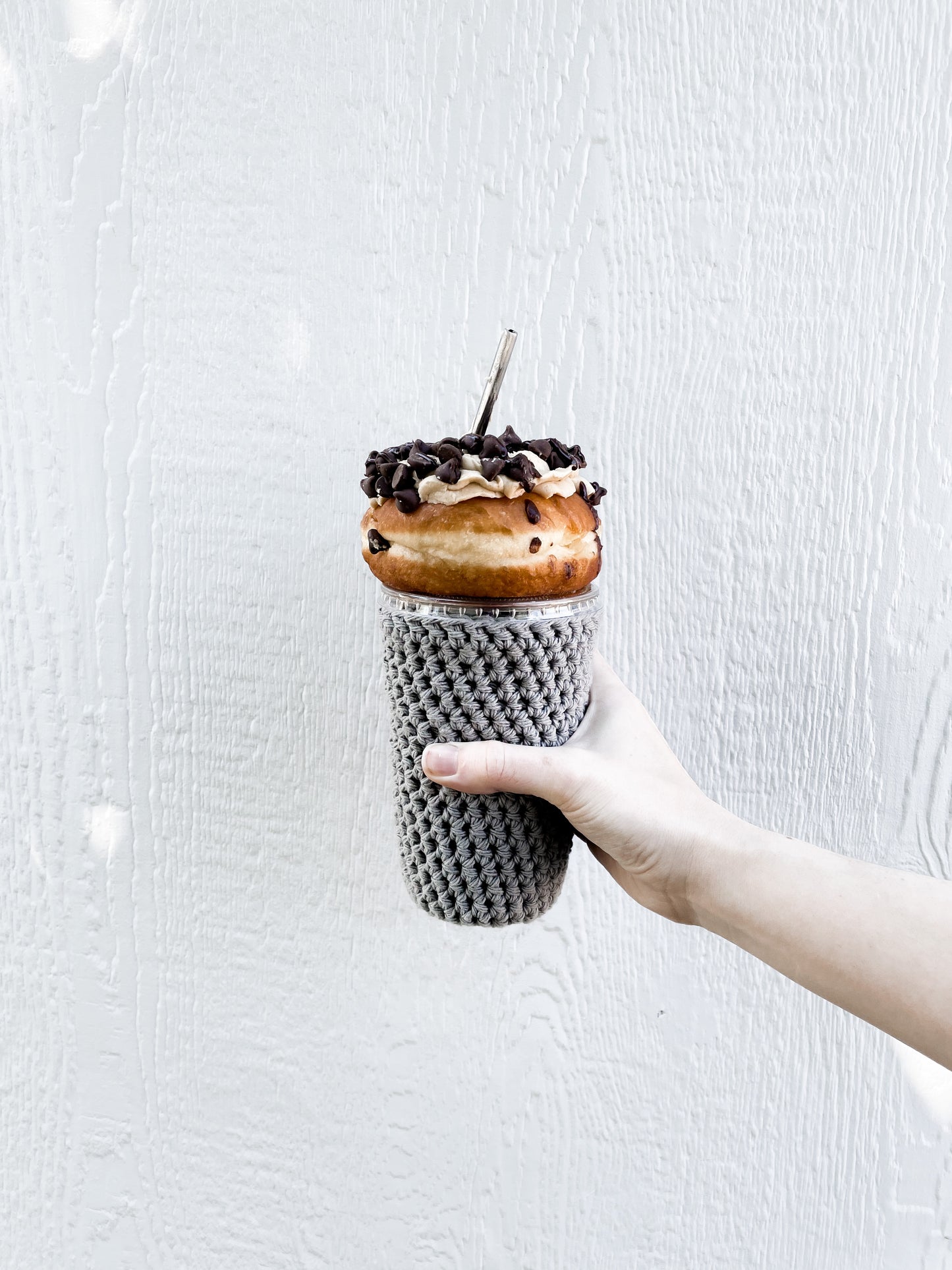 Gray Iced Coffee Cup Cozy