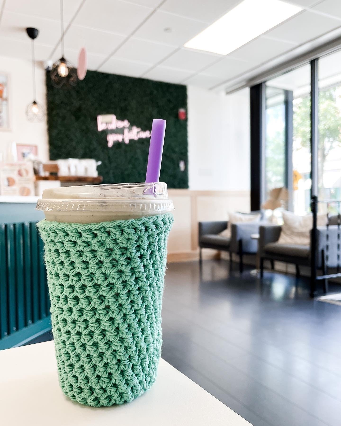 Jade Green Iced Coffee Cup Cozy