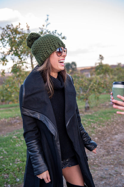 The Winter Island Pom Pom Hat in Green