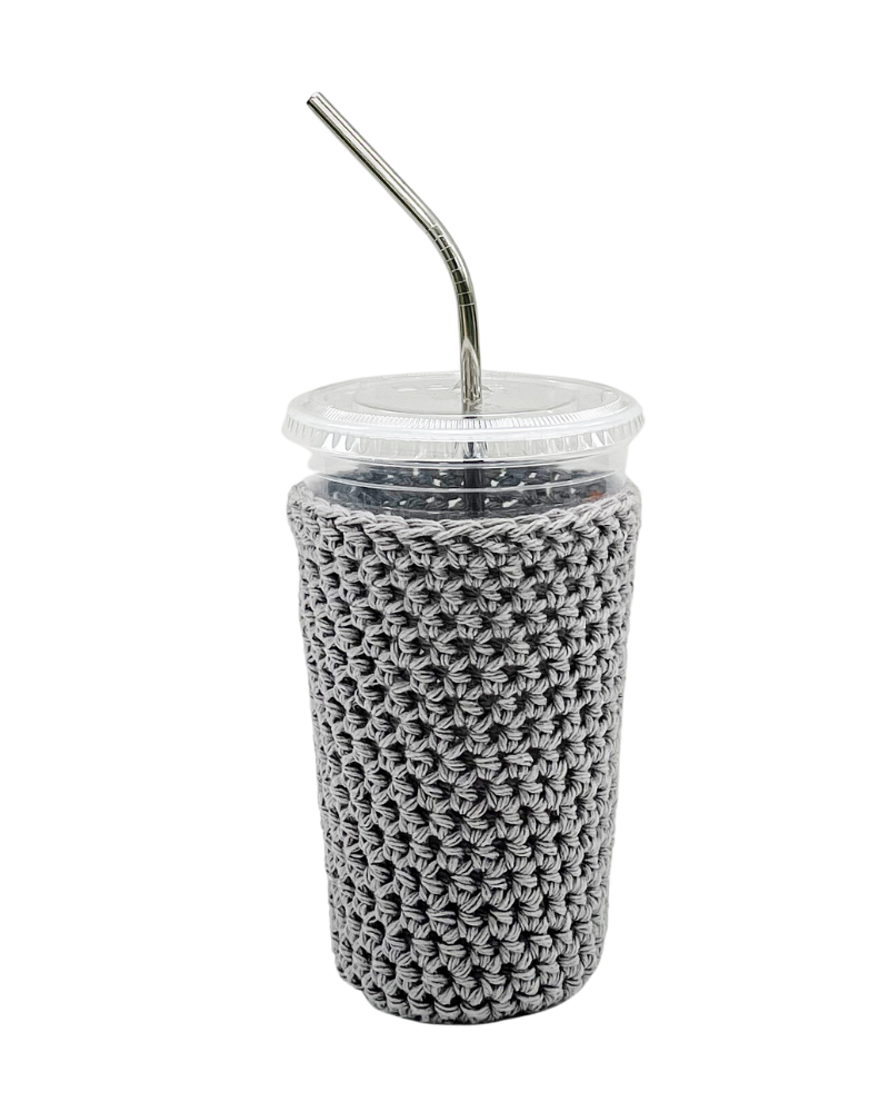 Gray Iced Coffee Cup Cozy