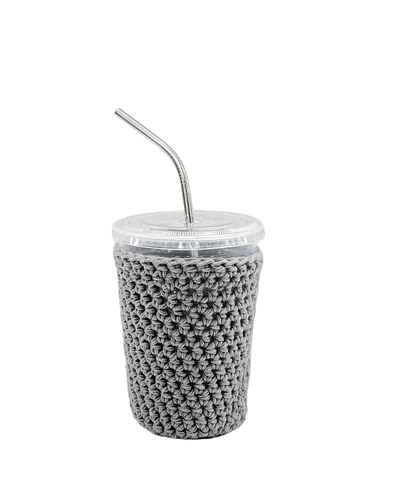 Gray Iced Coffee Cup Cozy