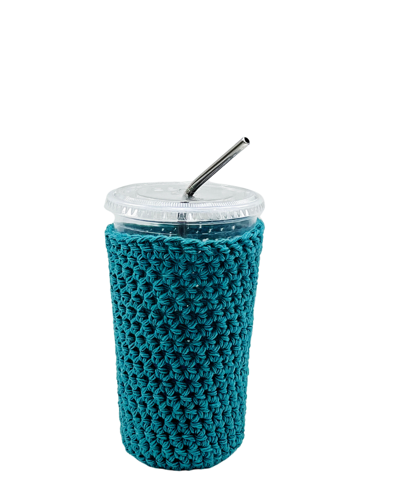 Teal Iced Coffee Cup Cozy